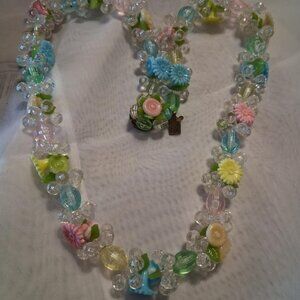 Vintage 1950’s West Germany  Lucite Flower Bead Necklace